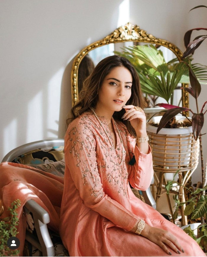 Surbhi Sethi Dua in Salmon Zayra Kurta Set