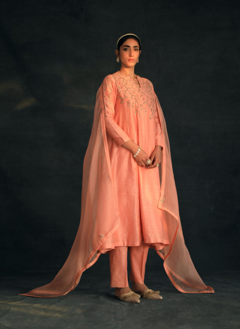 Surbhi Sethi Dua in Salmon Zayra Kurta Set