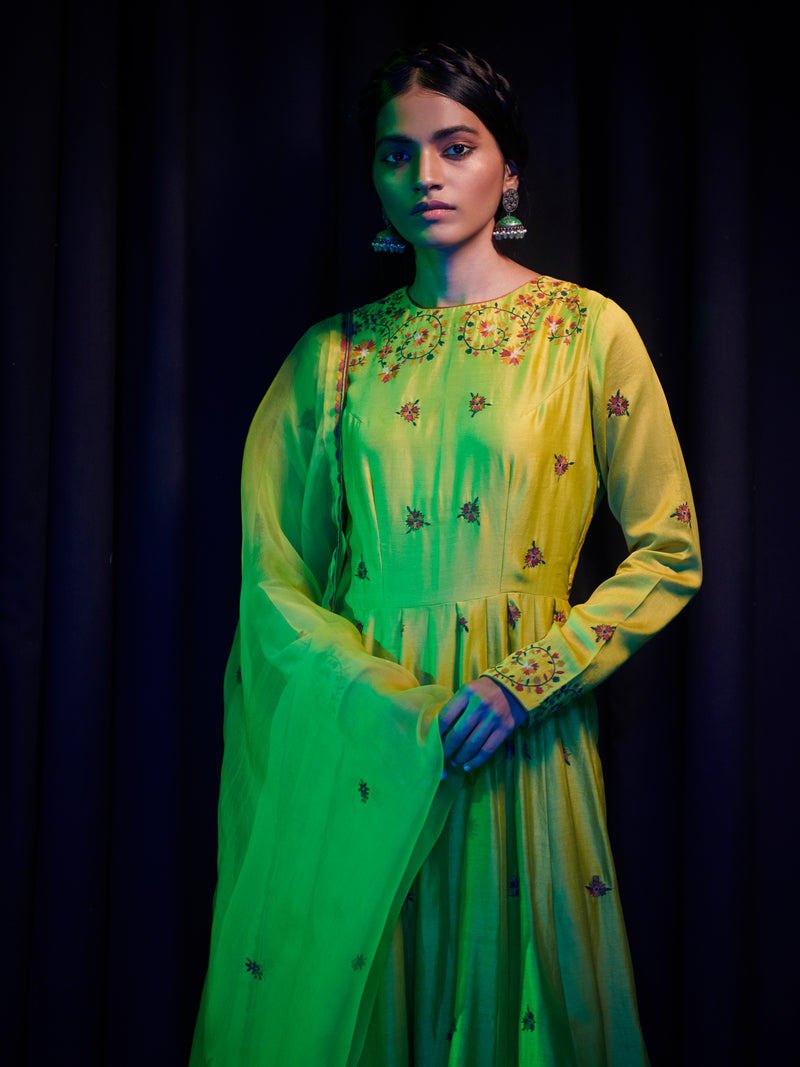 LIME PARVIZ ANARKALI SET