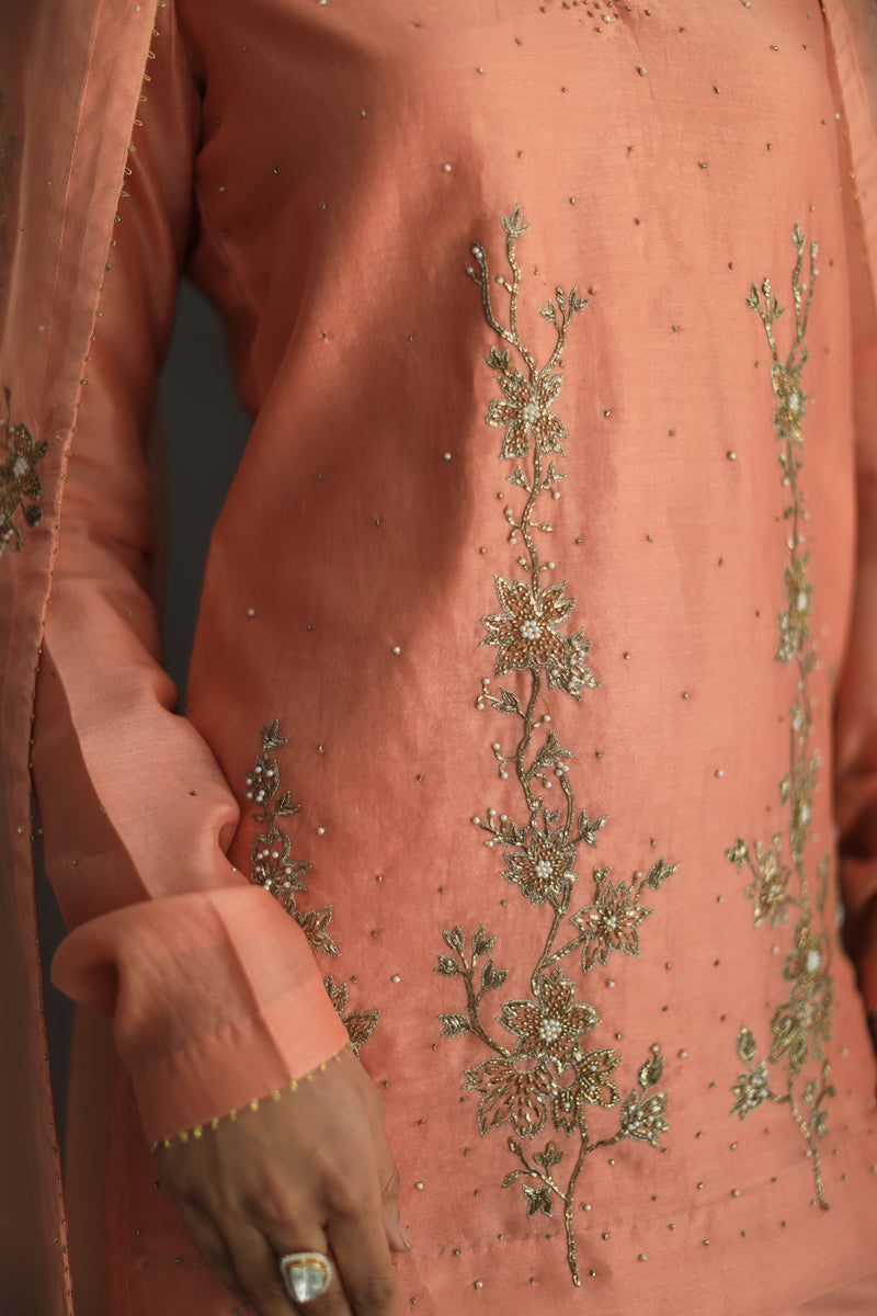 Salmon Amaira Silk Sharara Set