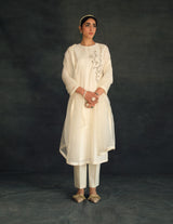 Ecru Nura Silk Kurta Set