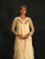 Beige Jasmin Silk Organza Kurta Set