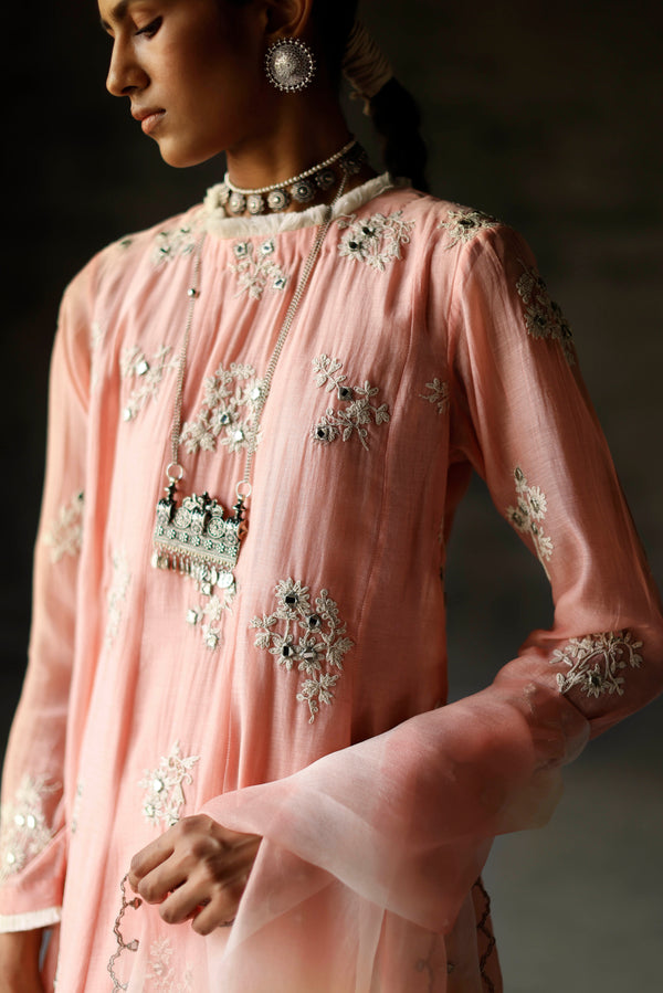 Gulabi Siyah Anarkali Set